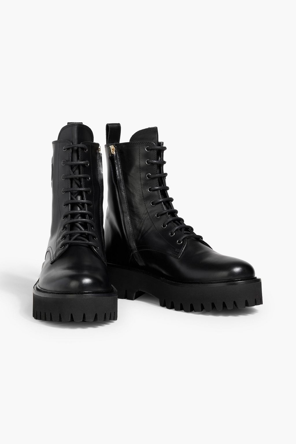 MAJE Embossed leather combat boots