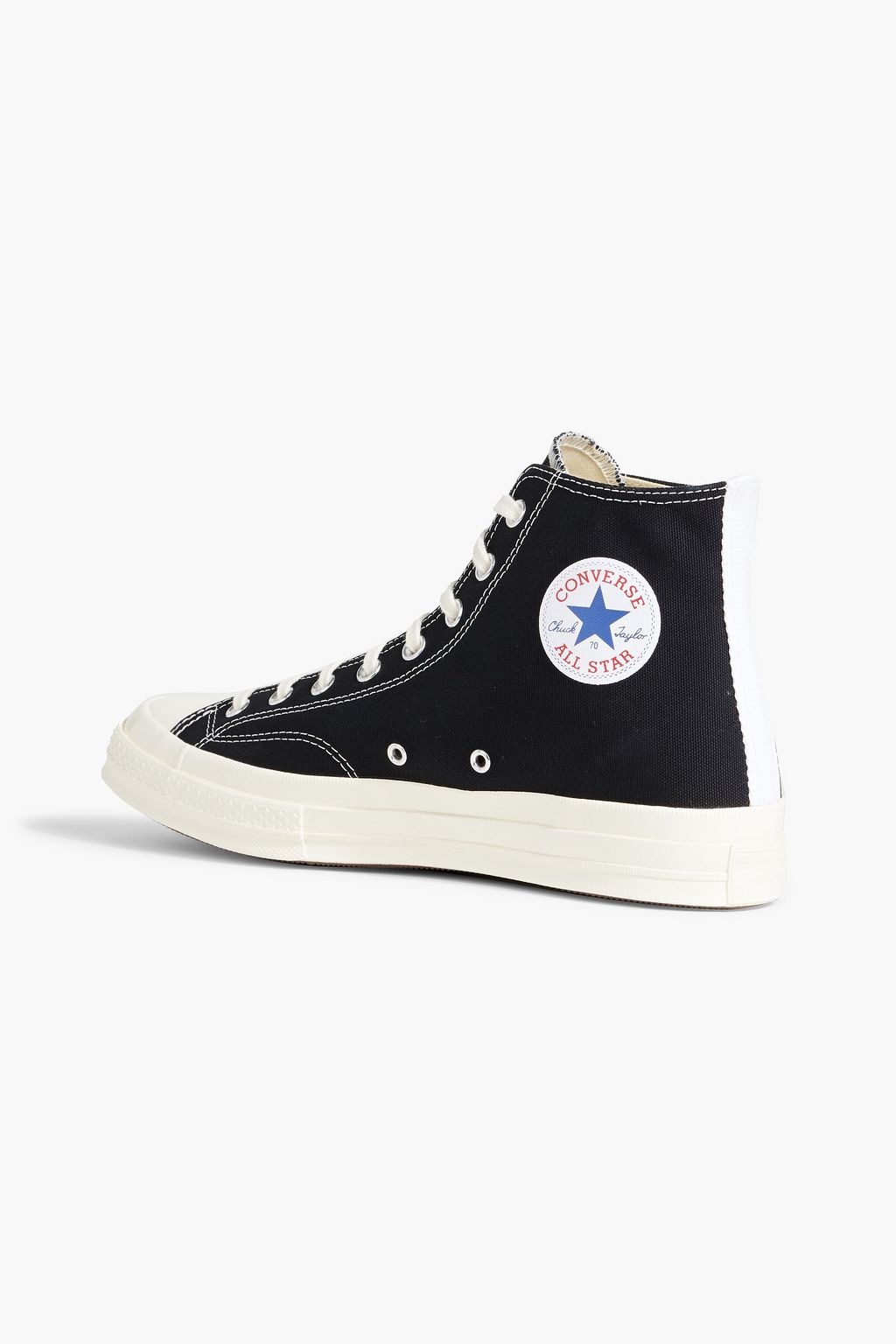 CONVERSE X COMME DES GARÇONS PLAY حذاء سنيكرز "تشاك 70" بطول فوق الكاحل من الكنفا مزين بطبعات
