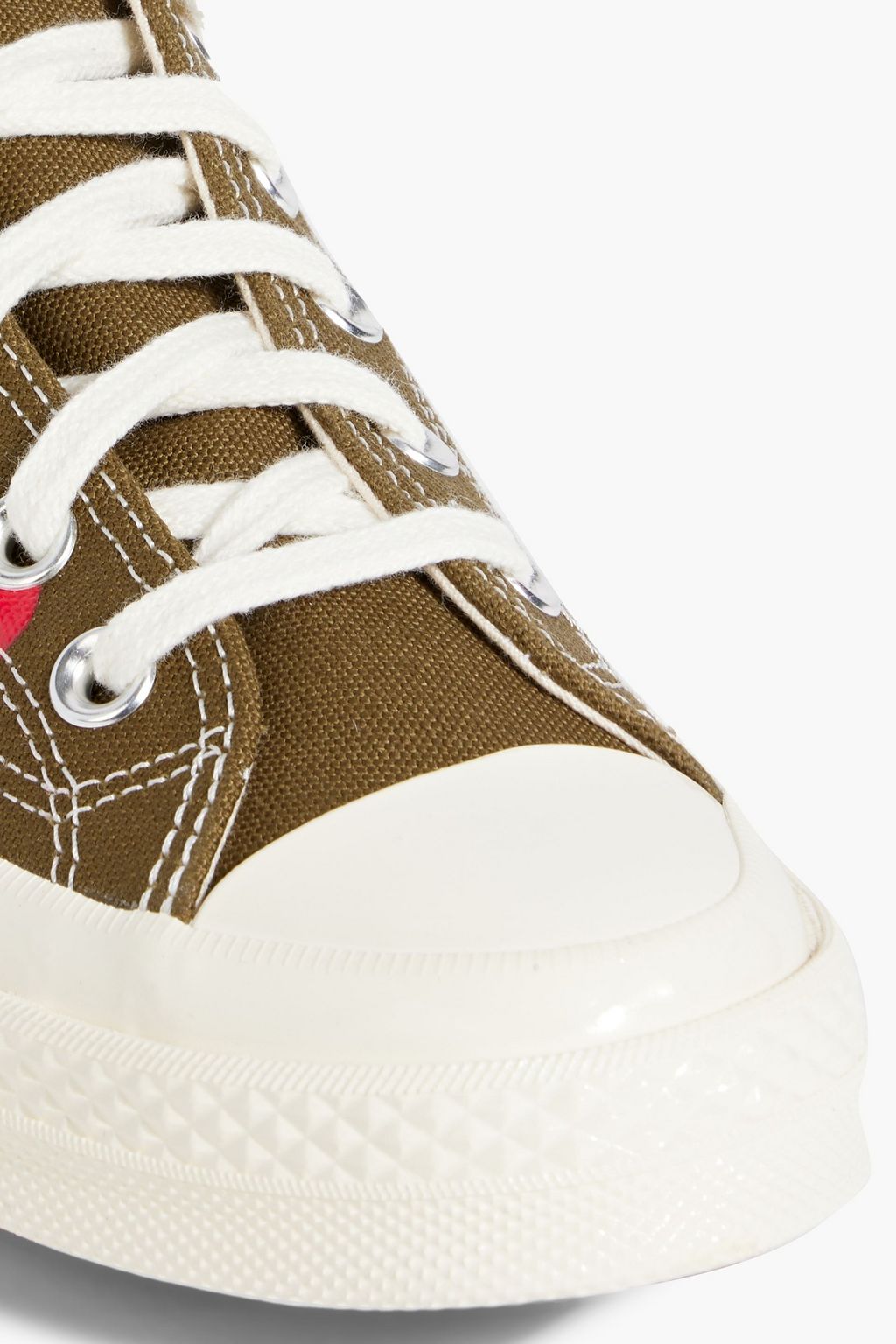 CONVERSE X COMME DES GARÇONS PLAY حذاء سنيكرز "تشاك 70" من الكنفا ومزين بطبعات