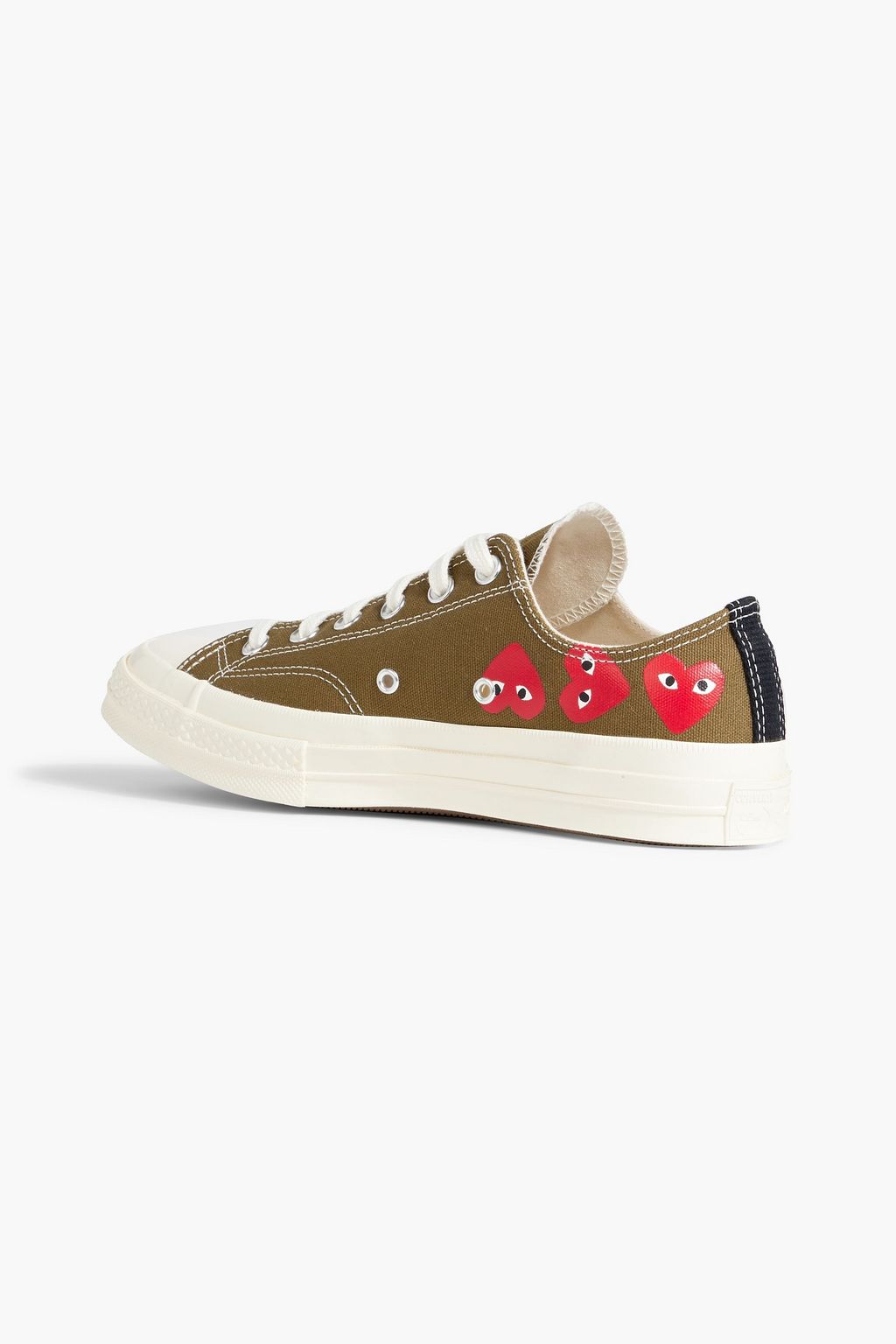 CONVERSE X COMME DES GARÇONS PLAY حذاء سنيكرز "تشاك 70" من الكنفا ومزين بطبعات