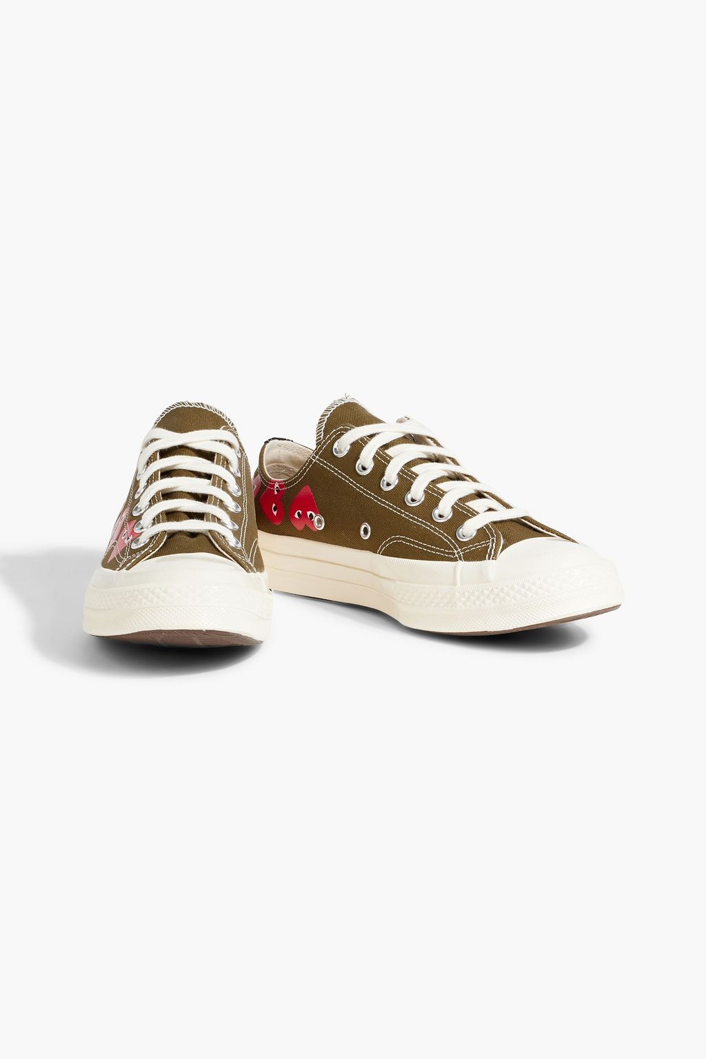 CONVERSE X COMME DES GARÇONS PLAY حذاء سنيكرز "تشاك 70" من الكنفا ومزين بطبعات