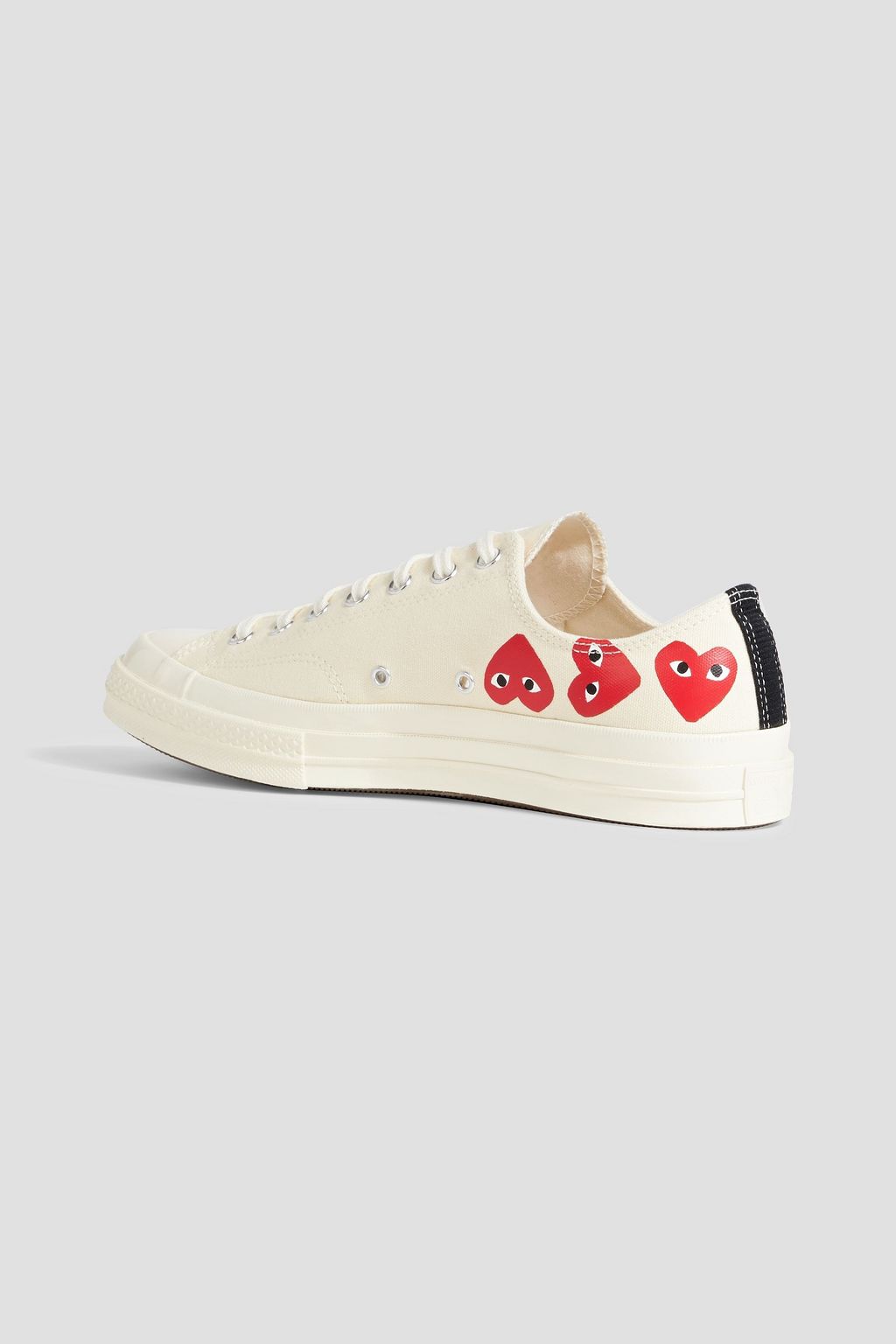 CONVERSE X COMME DES GARÇONS PLAY حذاء سنيكرز "تشاك 70" من الكنفا ومزين بطبعات
