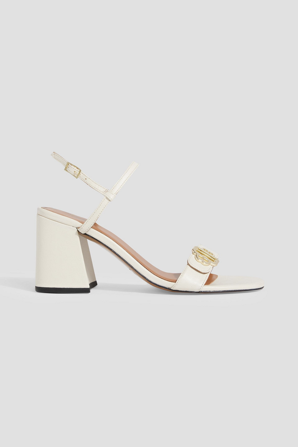Maje Embellished Leather Slingback Sandals In Ecru