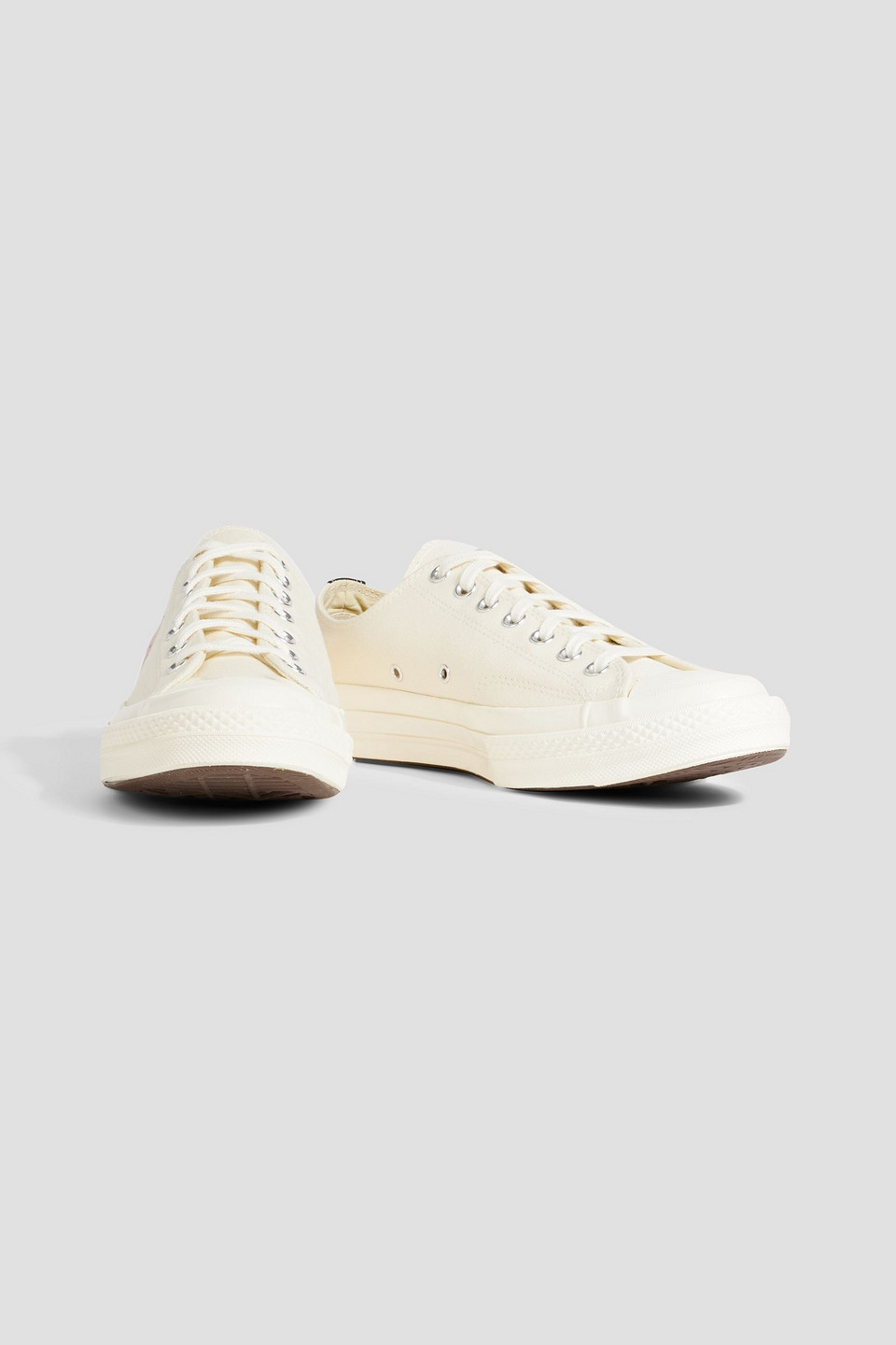 Converse X Comme Des Garçons Play Man Sneakers Ivory Size 8.5 Textile Fibers In Ivory