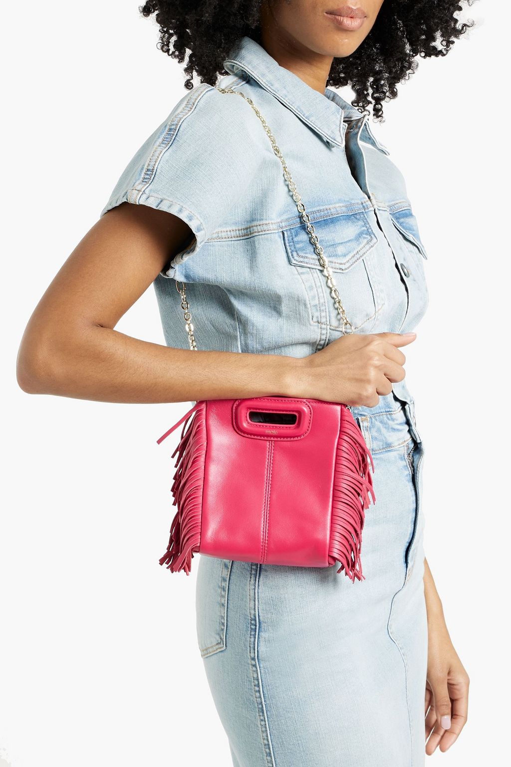 MAJE Fringed leather shoulder bag