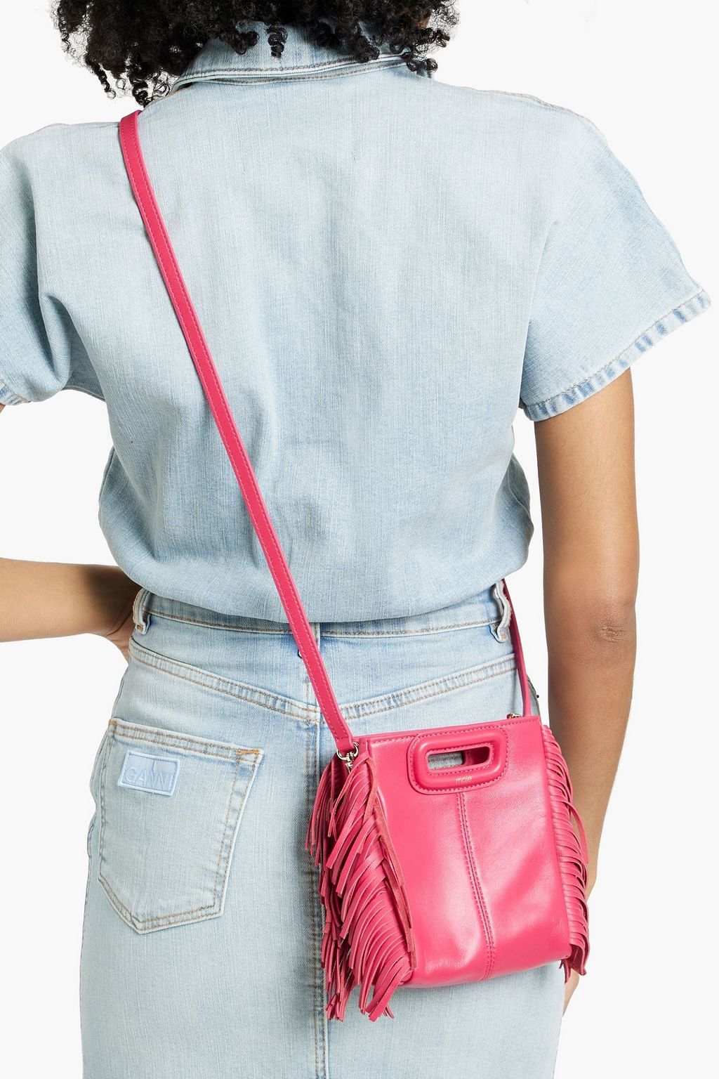 MAJE Fringed leather shoulder bag