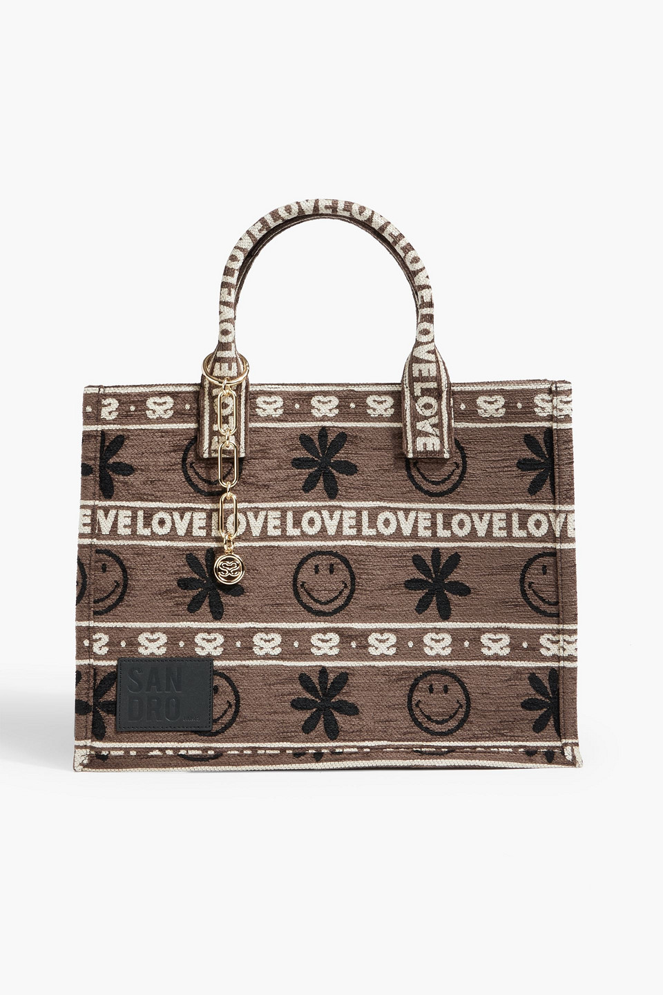 Sandro Jacquard Tote In Mushroom