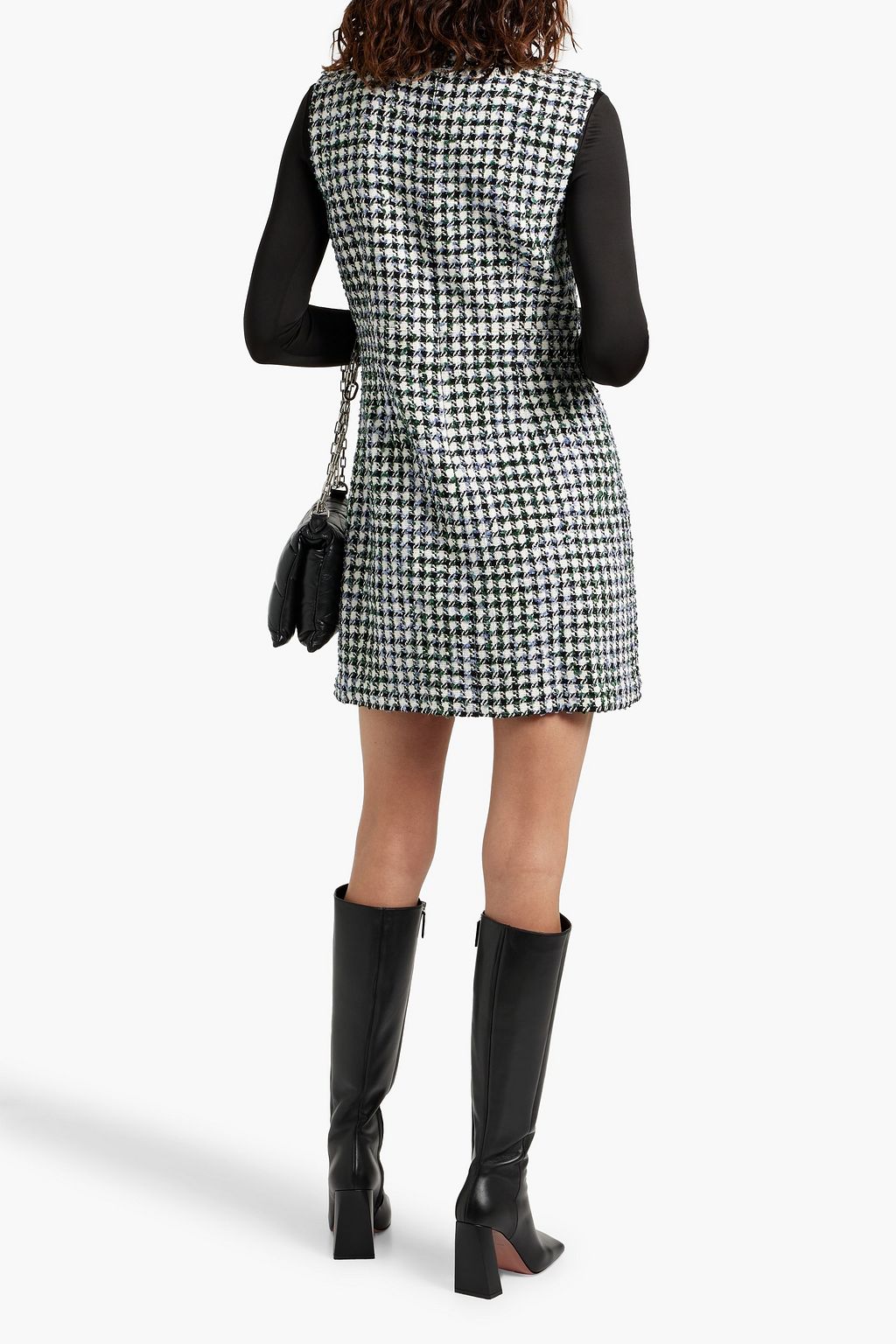 VERONICA BEARD Julie checked cotton-blend tweed mini dress