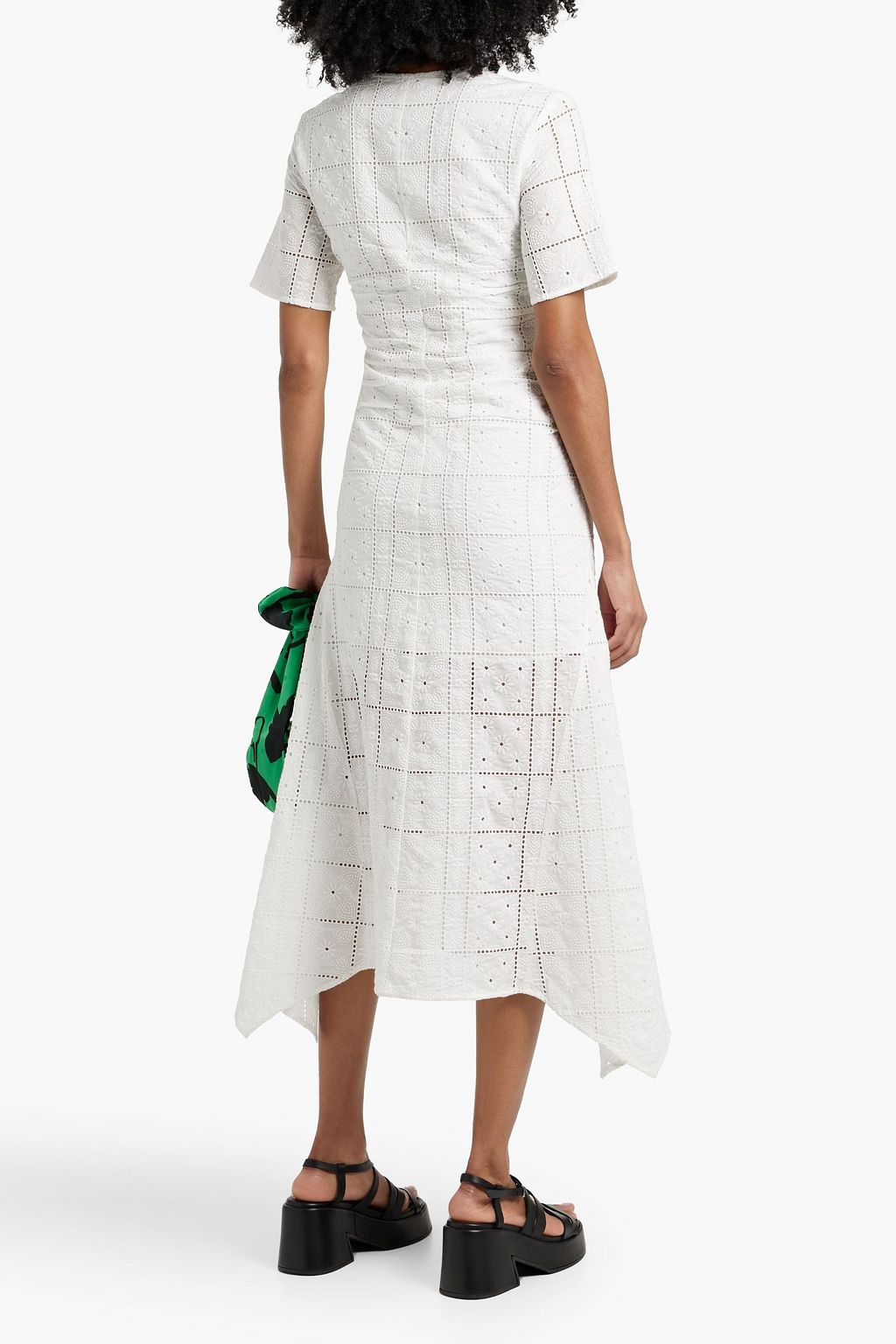 GANNI Broderie anglaise cotton midi dress