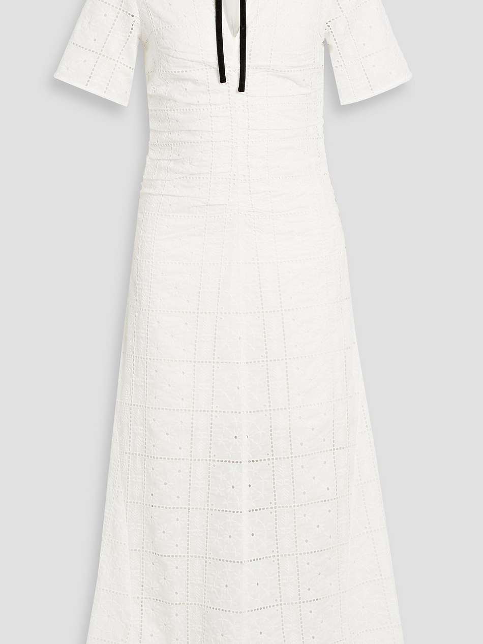 broderie anglaise cotton midi dress