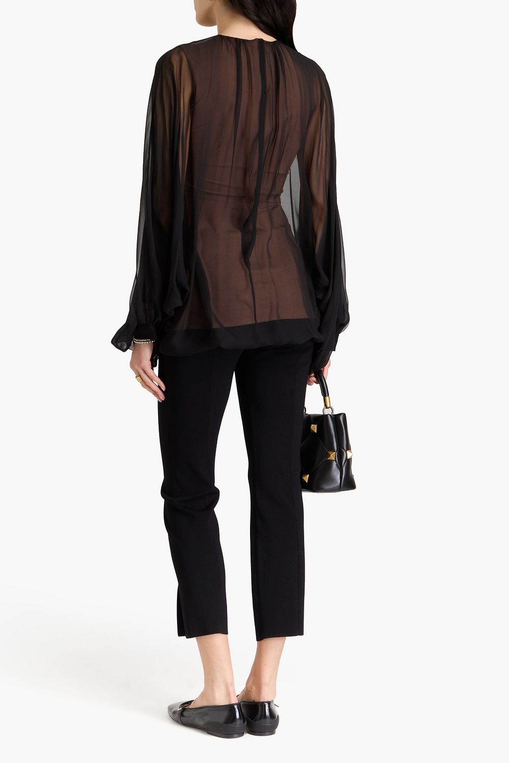 VALENTINO GARAVANI Gathered silk-chiffon blouse