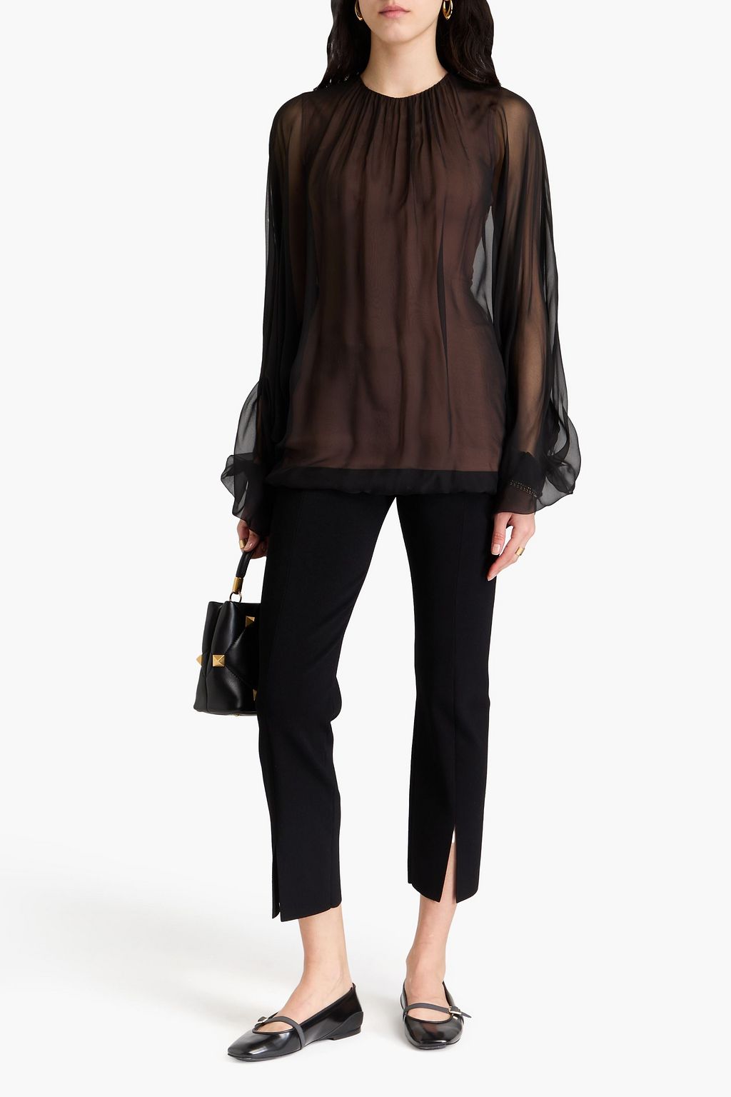 VALENTINO GARAVANI Gathered silk-chiffon blouse