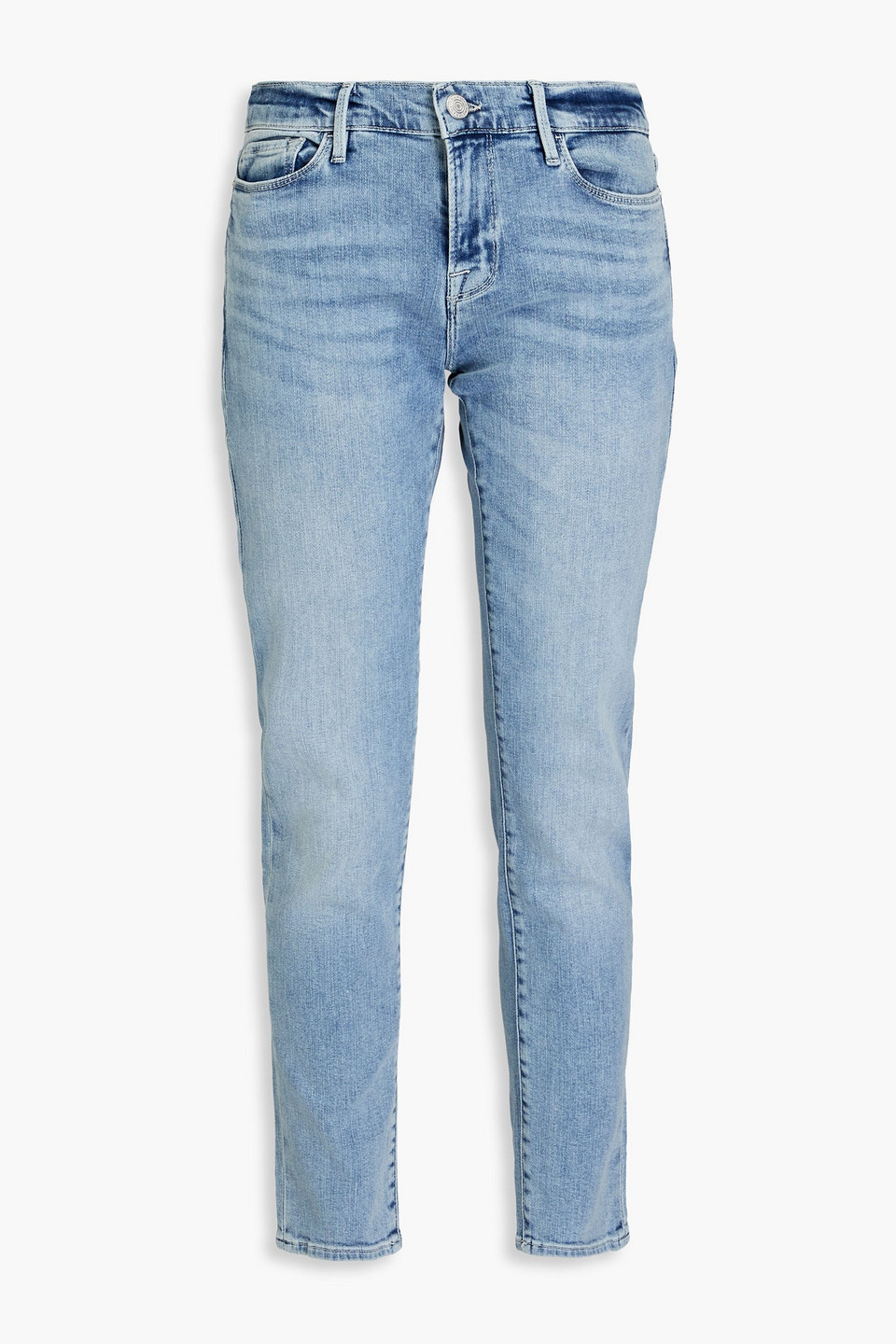 Frame Le Garcon Boyfriend-jeans In Ausgewaschener Optik In Hellblauer Denim