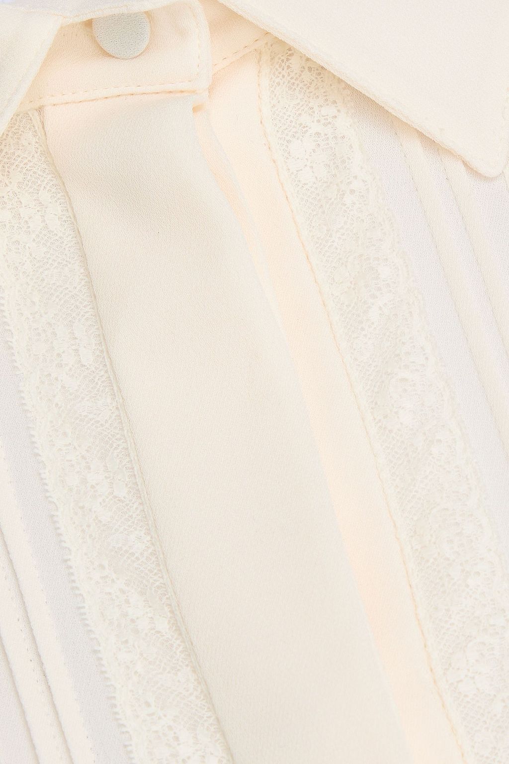 VALENTINO GARAVANI Lace-trimmed silk crepe de chine shirt