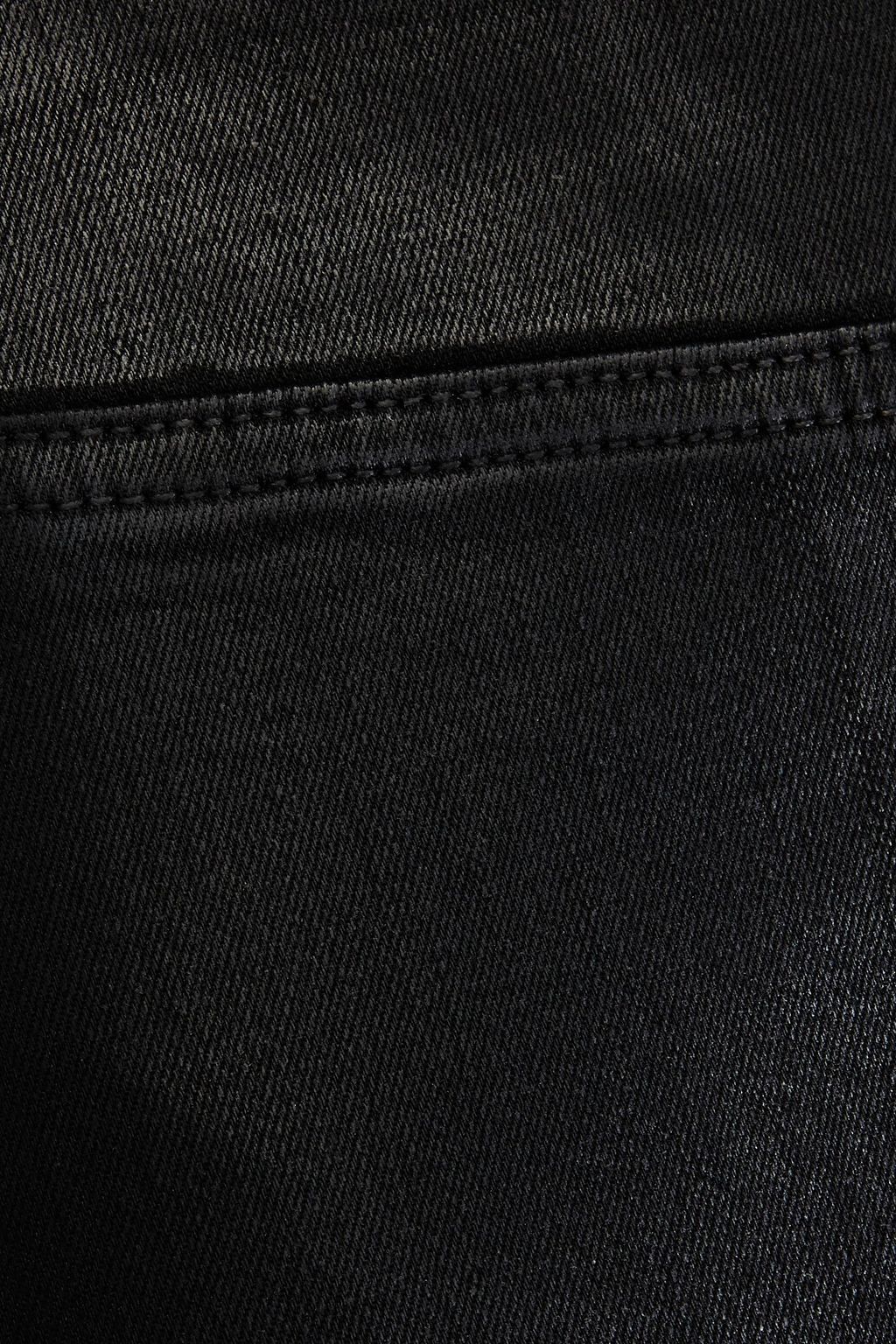 FRAME بنطال جينز The Jetset Crop Mini Boot من الدنيم المطاط المطلي وبحواف واسعة