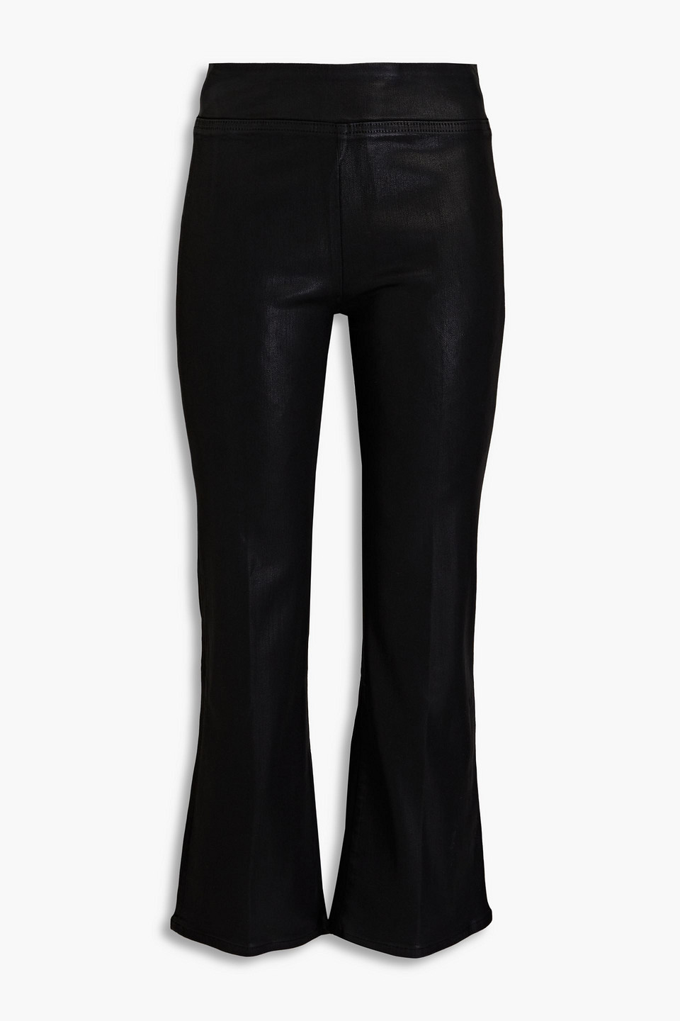 Frame Jet Set Hoch Sitzende Beschichtete Cropped Schlagjeans In Schwarz