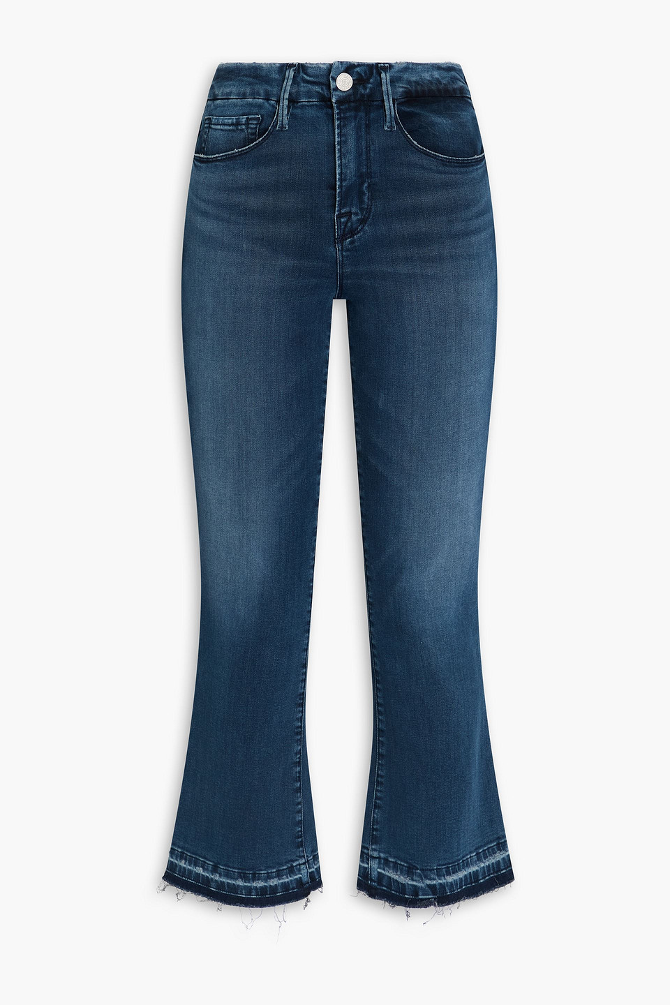 Frame Le Crop Mini Boot Tief Sitzende Bootcut-jeans In Dunkelblauer Denim