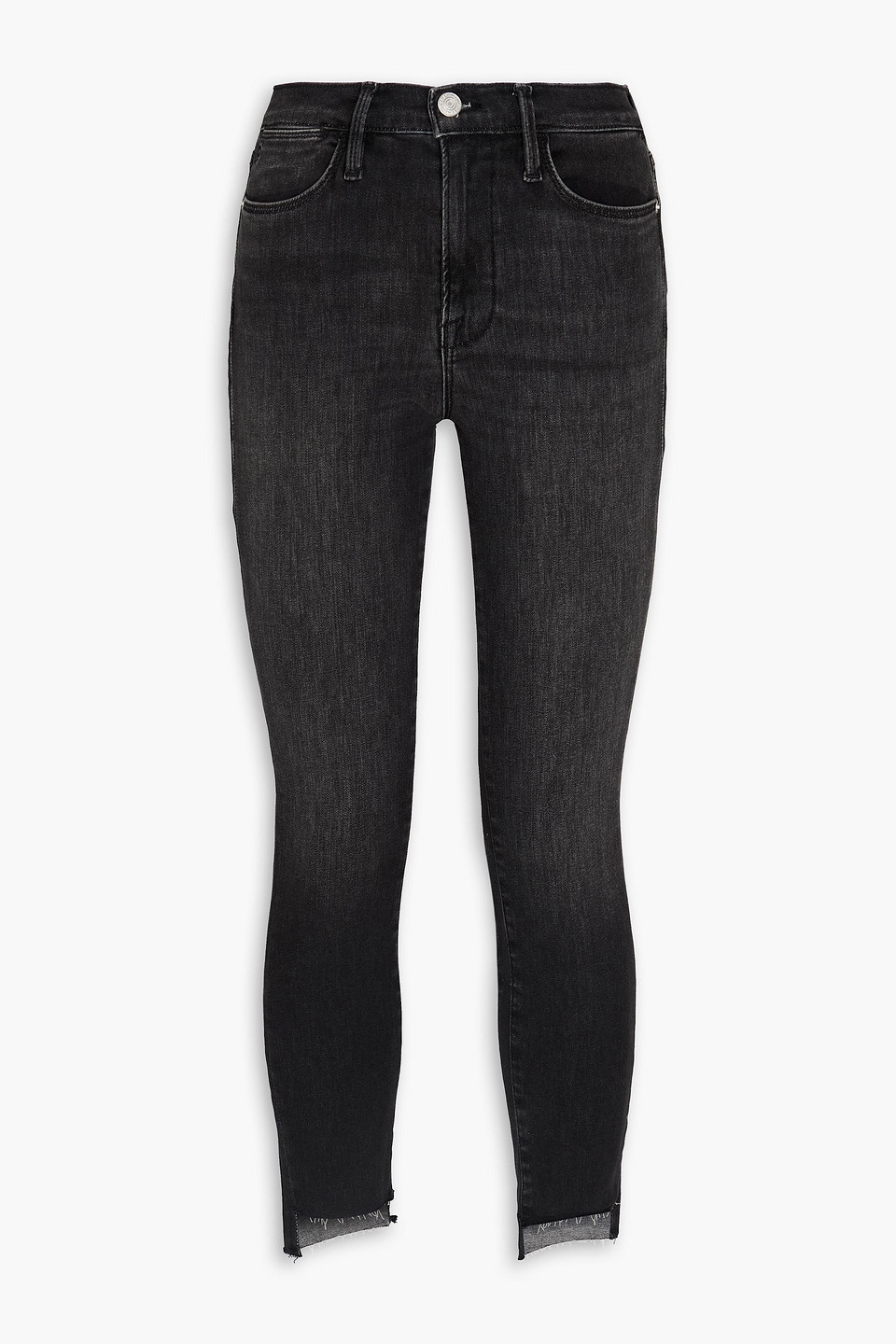 Frame Le High Skinny Hoch Sitzende Cropped Skinny Jeans In Schwarz