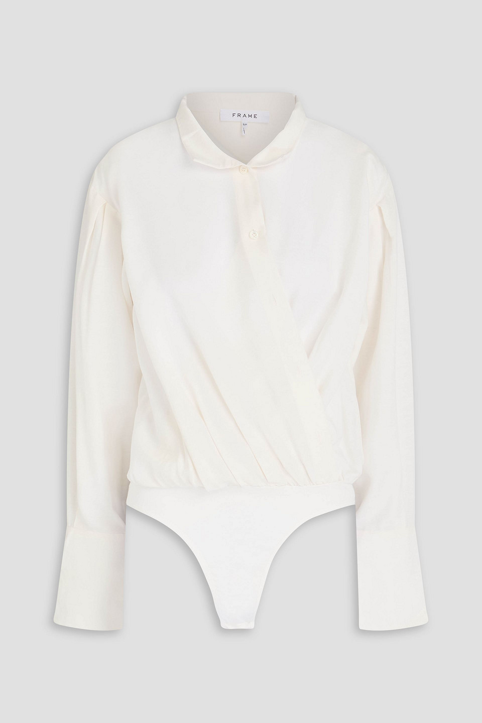 FRAME - Wrap-effect faille bodysuit - White - L
