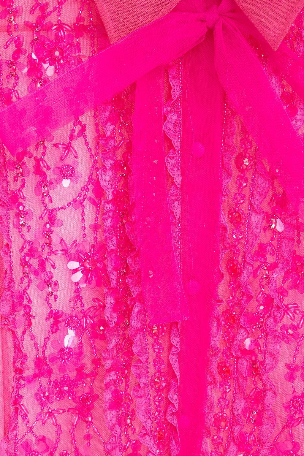 VALENTINO GARAVANI Ruffled embellished tulle shirt