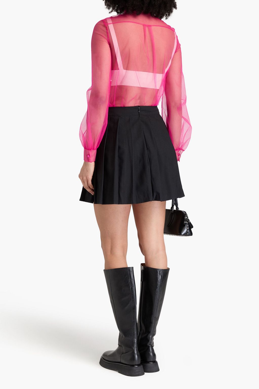 VALENTINO GARAVANI Ruffled embellished tulle shirt