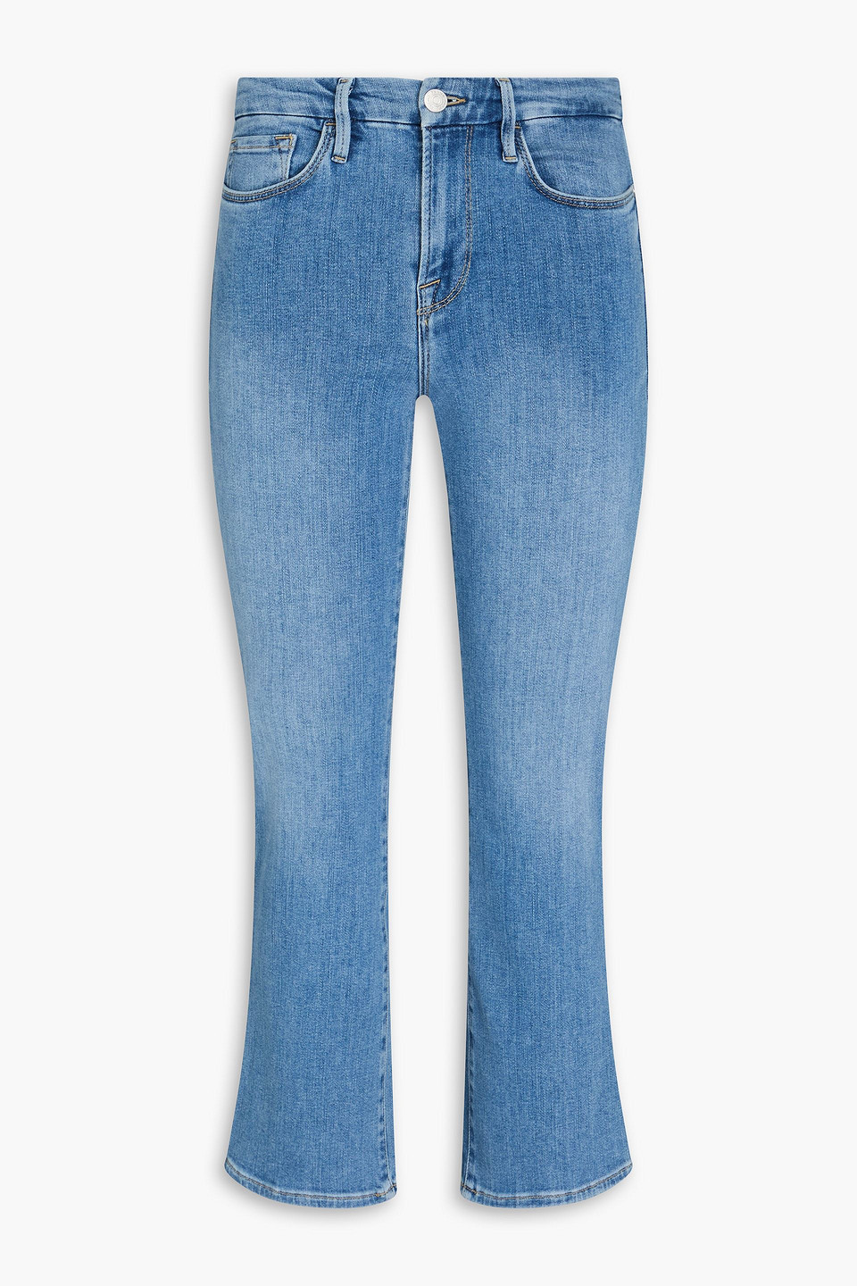 Frame Le Crop Mini Boot Hoch Sitzende Bootcut-jeans In Mittelblauer Denim