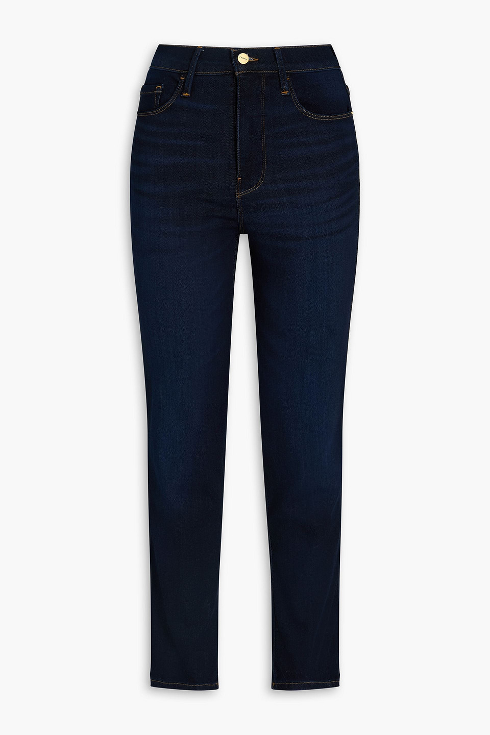 Frame Le Sylvie Hoch Sitzende Jeans Mit Geradem Bein In Dunkelblauer Denim
