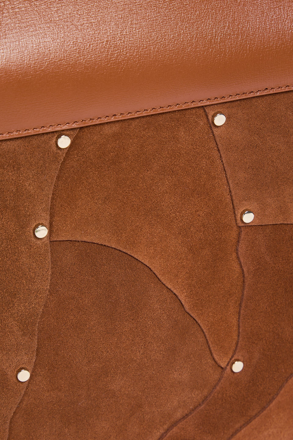 Chloé Steph Tote Bag Aus Leder Und Veloursleder Mit Nieten In Braun