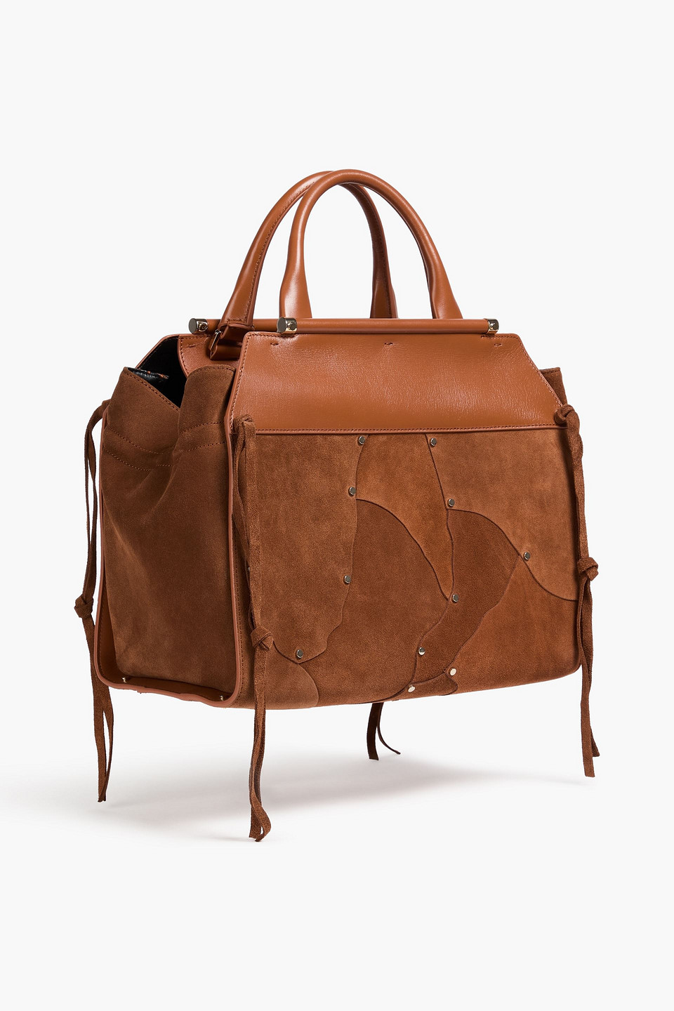 Chloé Steph Tote Bag Aus Leder Und Veloursleder Mit Nieten In Braun