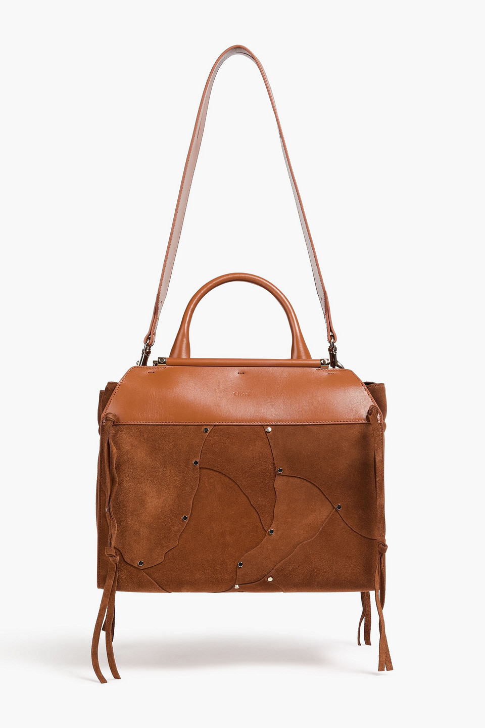 Chloé Steph Tote Bag Aus Leder Und Veloursleder Mit Nieten In Brown