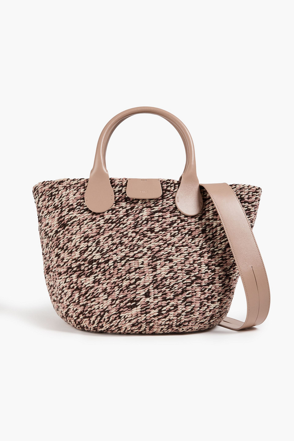 Chloé Leather-trimmed Crochet Tote In Brown