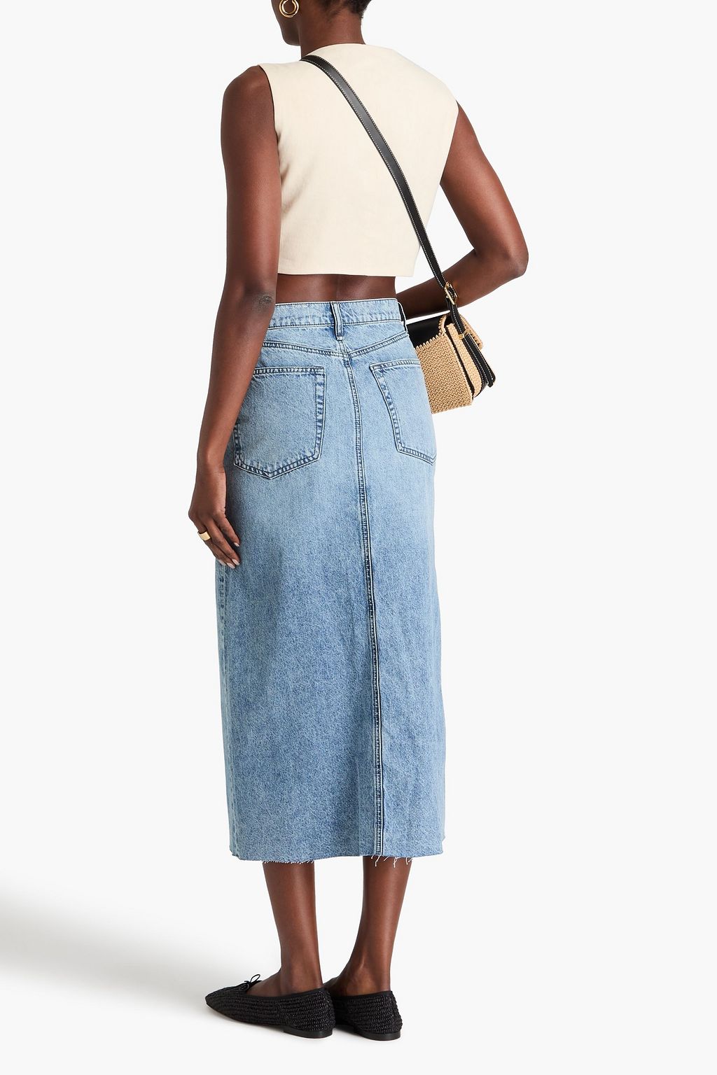 RAG & BONE تنورة متوسطة الطول ’”كلارا” ضيقة من الدنيم