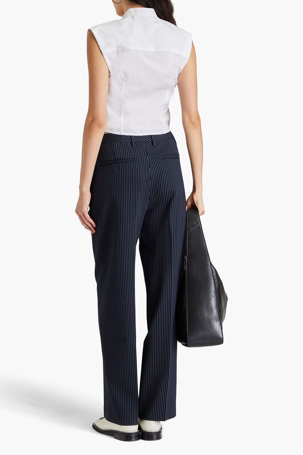 RAG & BONE ポンテ ワイドレッグパンツ タック入り ピンストライプ