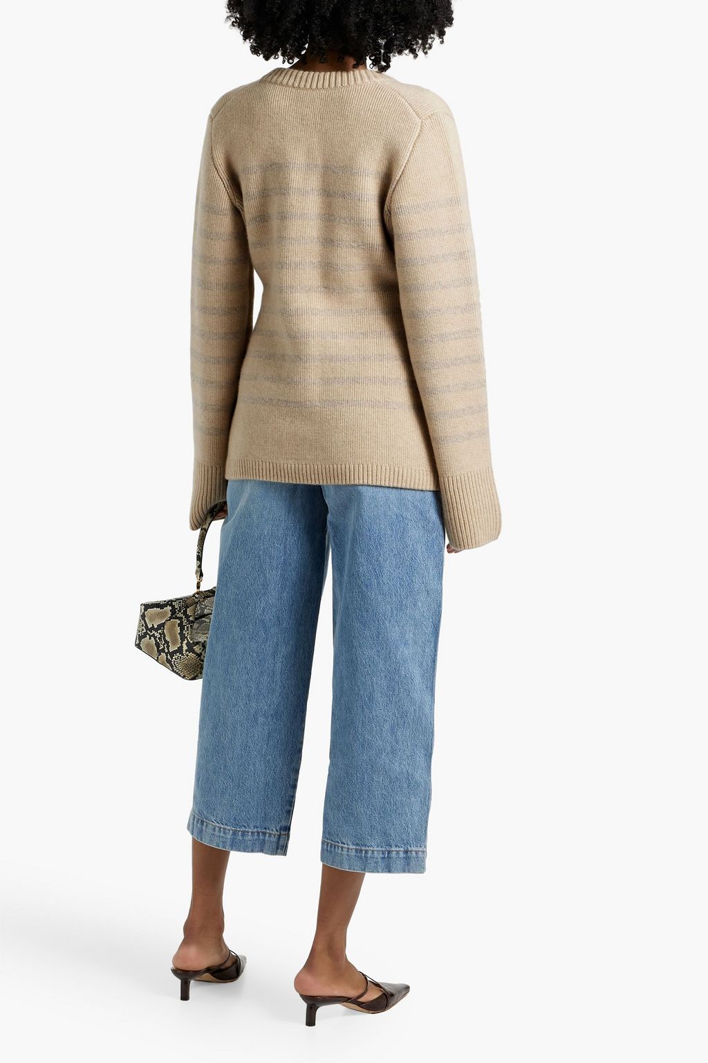 KHAITE Suzette striped cashmere-blend cardigan