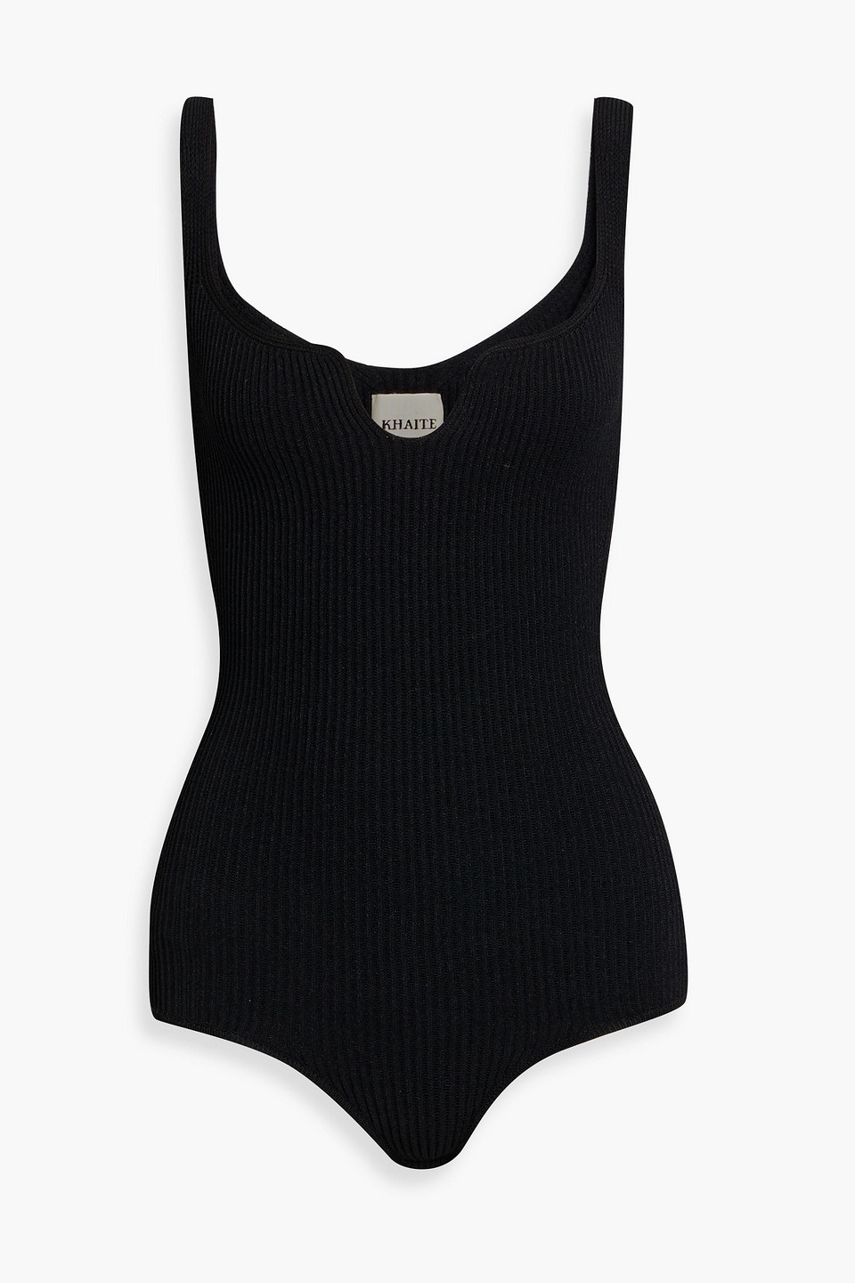 Khaite Yves Ribbed-knit Bodysuit In Black