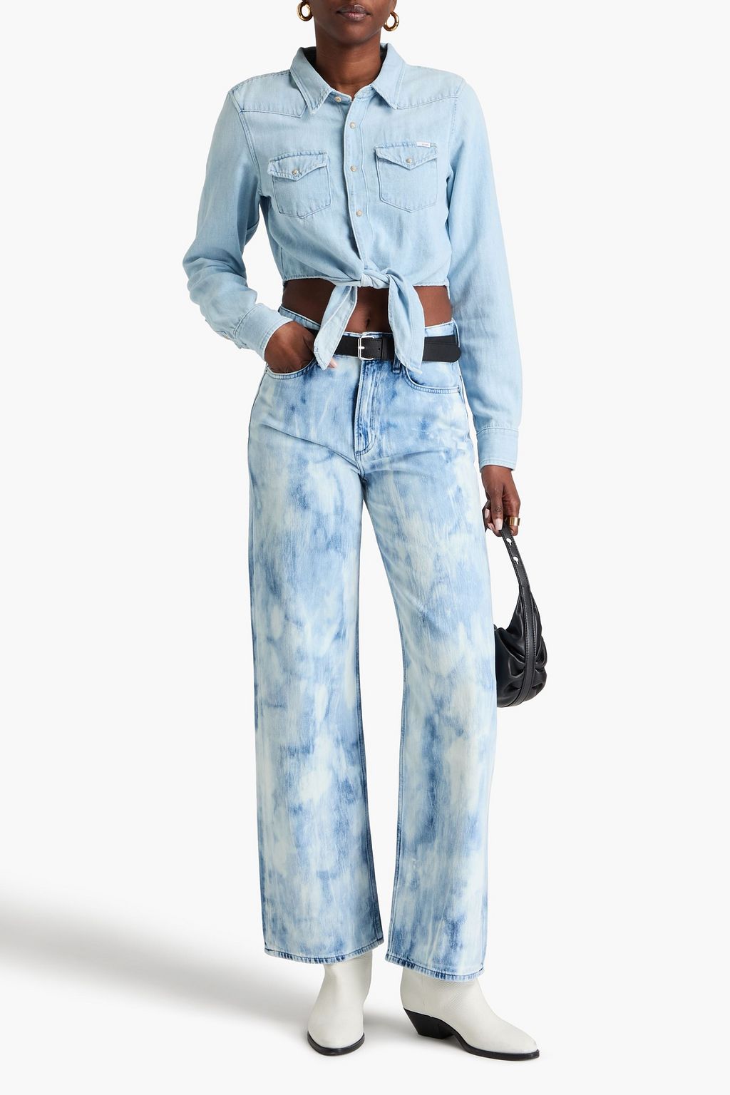 RAG & BONE ハイライズ ワイドレッグジーンズ ブリーチ加工