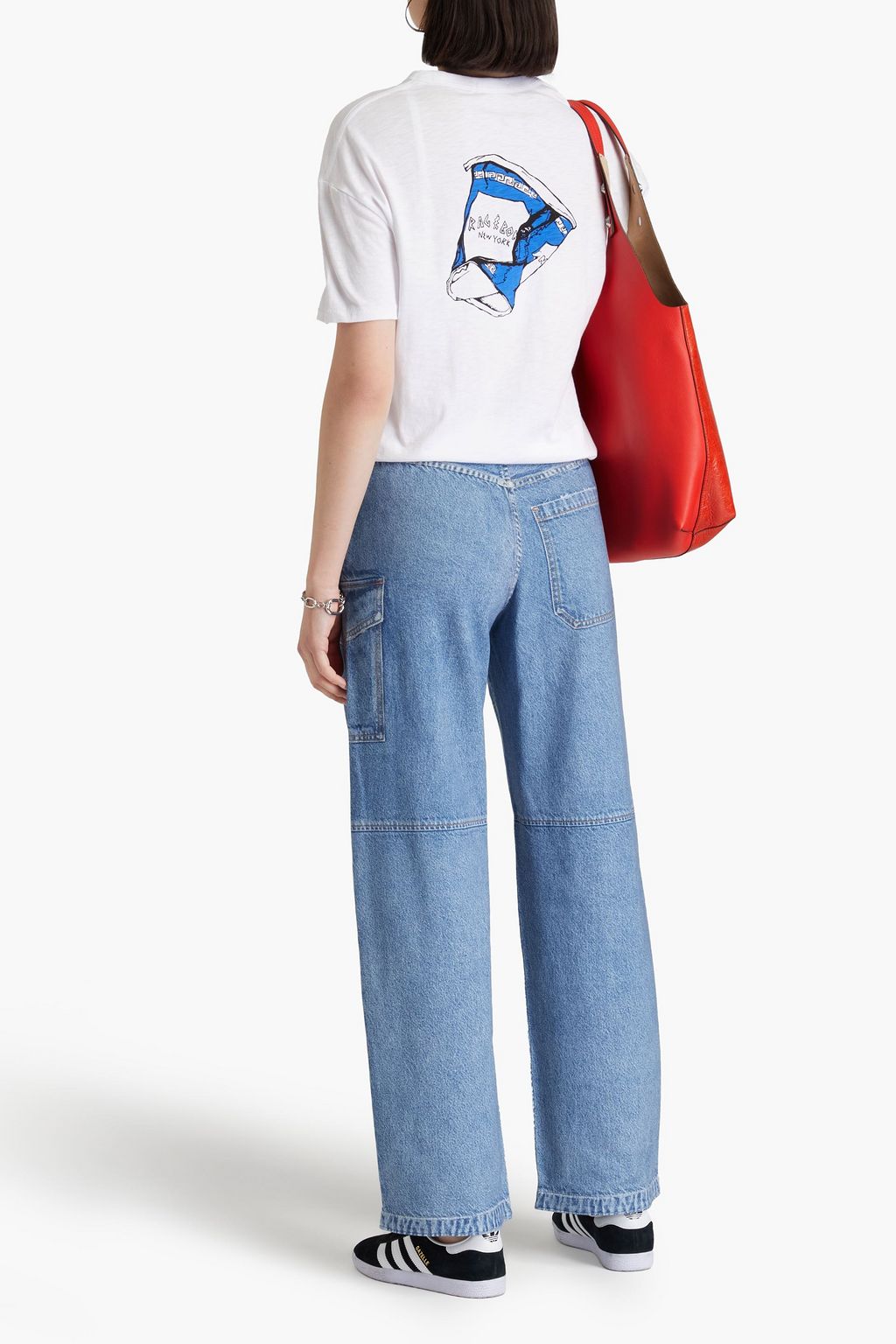 RAG & BONE Miramar denim effect-print French cotton-terry track pants