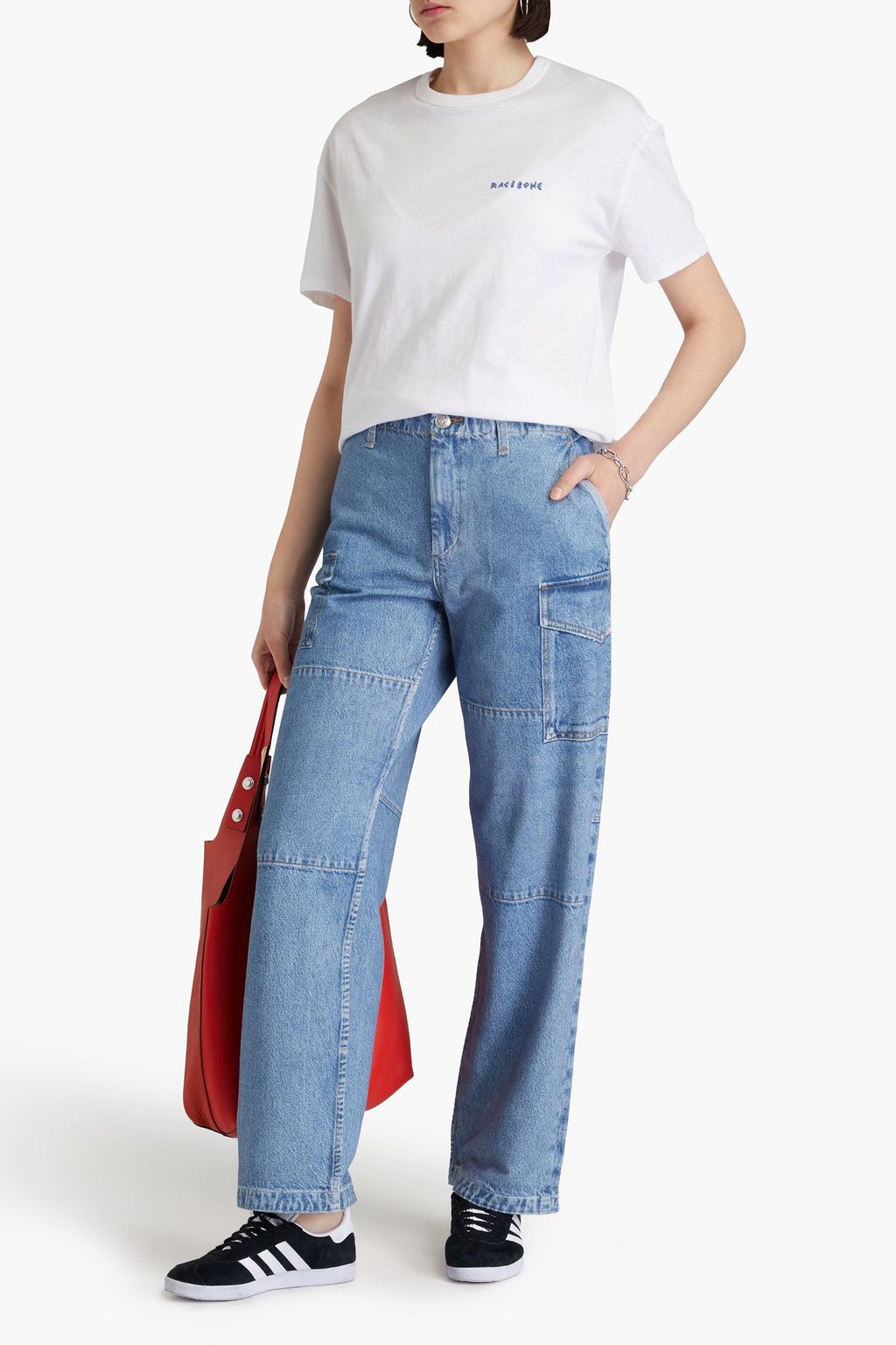 RAG & BONE Miramar denim effect-print French cotton-terry track pants