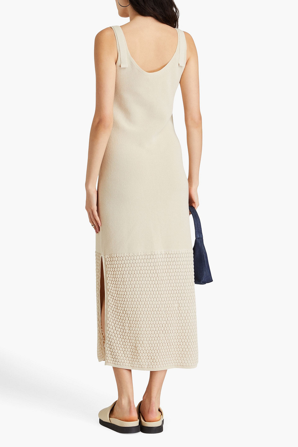 Shop Rag & Bone Georgia Cotton-blend Midi Dress In Beige