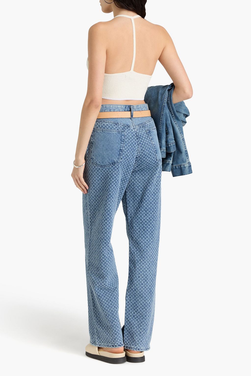 RAG & BONE جينز بأرجل واسعة وبخصر مرتفع وبتأثير معتق