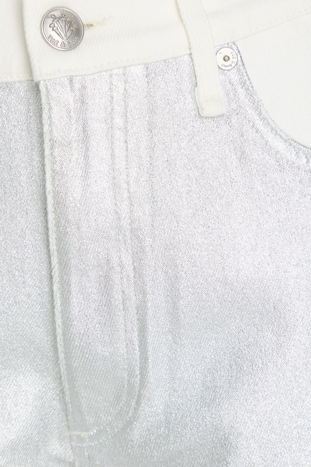RAG & BONE بنطلون جينز هارلو بأرجل مستقيمة وخصر مرتفع مطلي بلون ميتاليك