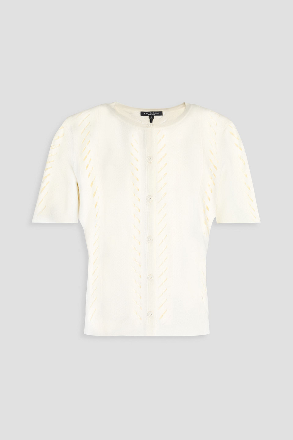 Rag & Bone Pointelle-knit Cardigan In Ivory