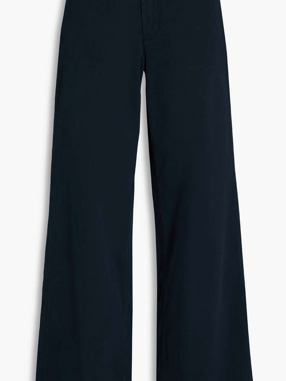cotton-blend twill wide-leg pants