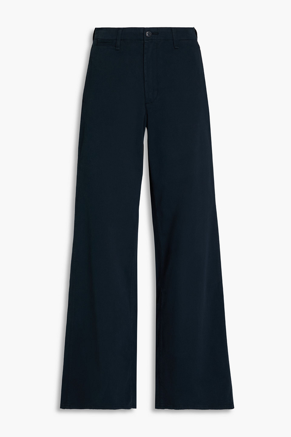 Cotton-blend twill wide-leg pants