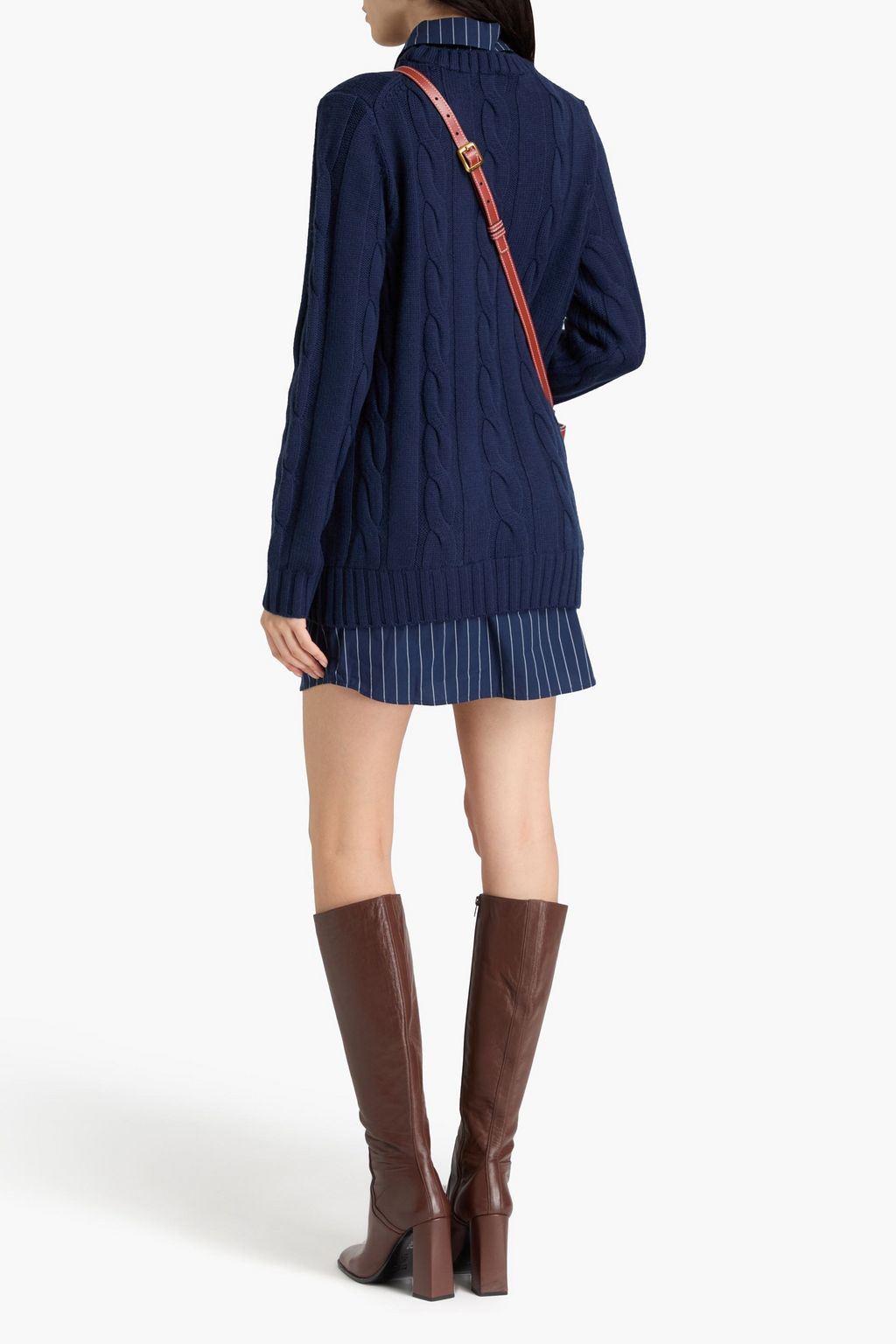 STAUD Aldrin layered wool and poplin mini dress