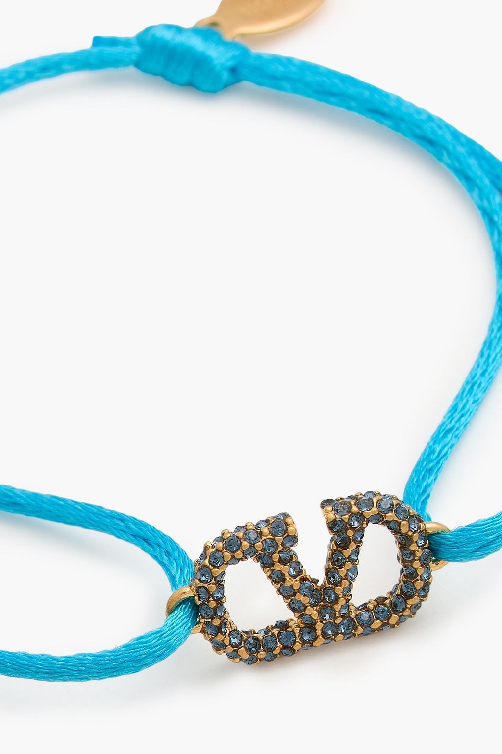 VALENTINO GARAVANI VLOGO gold-tone, cord and crystal bracelet