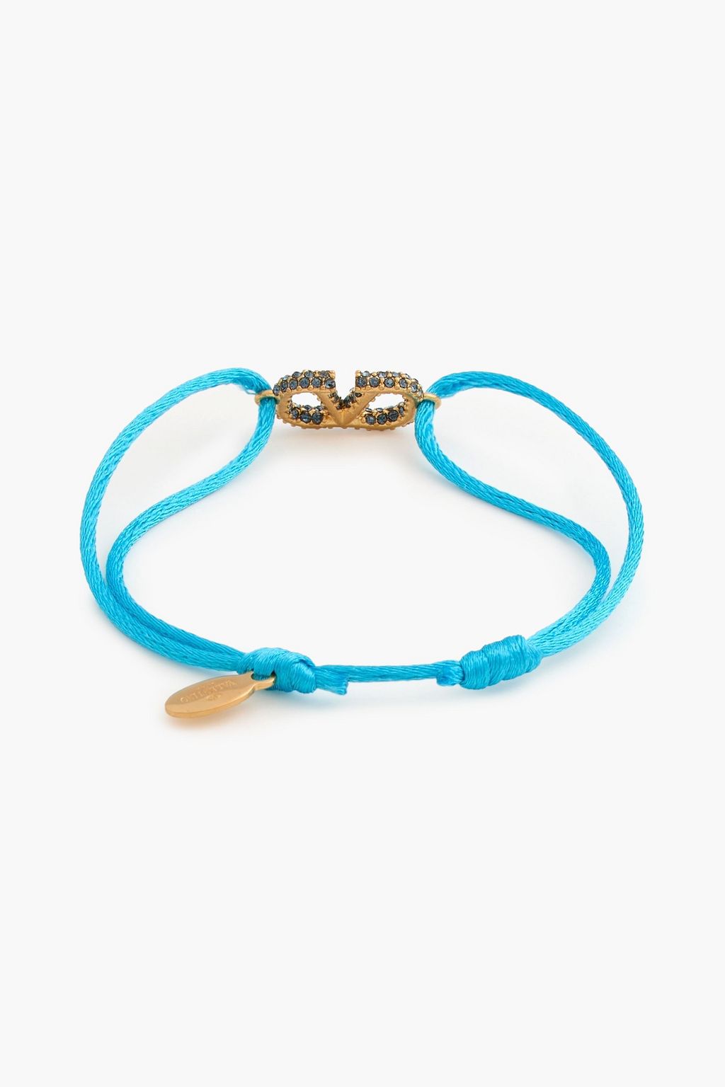 VALENTINO GARAVANI VLOGO gold-tone, cord and crystal bracelet