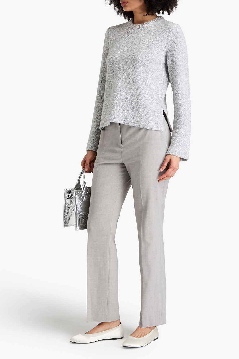 Theory Bouclé-knit Sweater In Hellgrau
