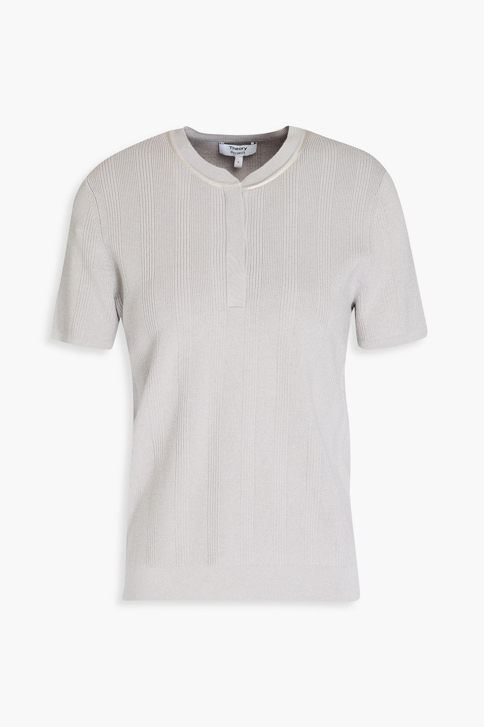 Theory Poloshirt Aus Rippstrick In Steingrau