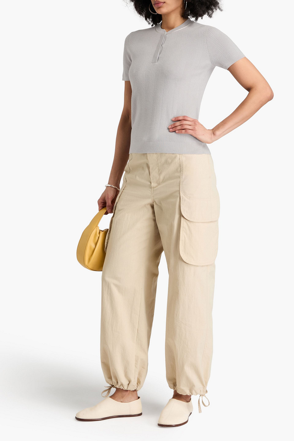 THEORY RIBBED-KNIT POLO SHIRT